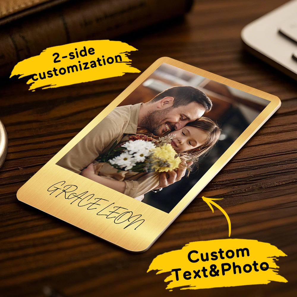 Custom Metal Wallet Card Personalized Aluminum Photo Wallet Card Father's Day Gift - MyMoonLampAu