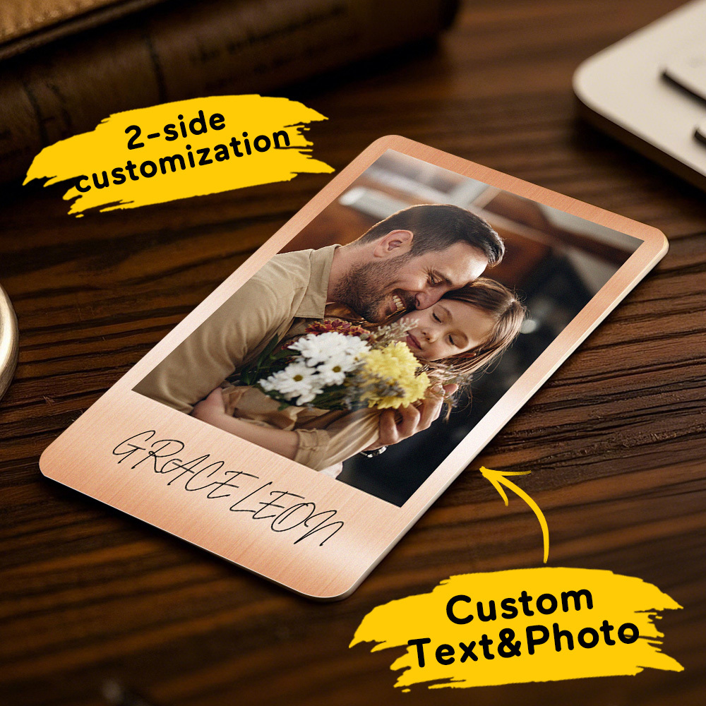 Custom Metal Wallet Card Personalized Aluminum Photo Wallet Card Father's Day Gift - MyMoonLampAu