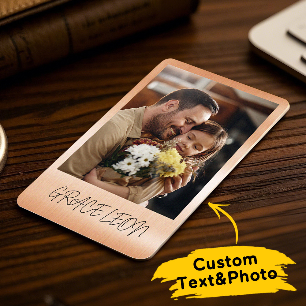 Custom Metal Wallet Card Personalized Aluminum Photo Wallet Card Father's Day Gift - MyMoonLampAu