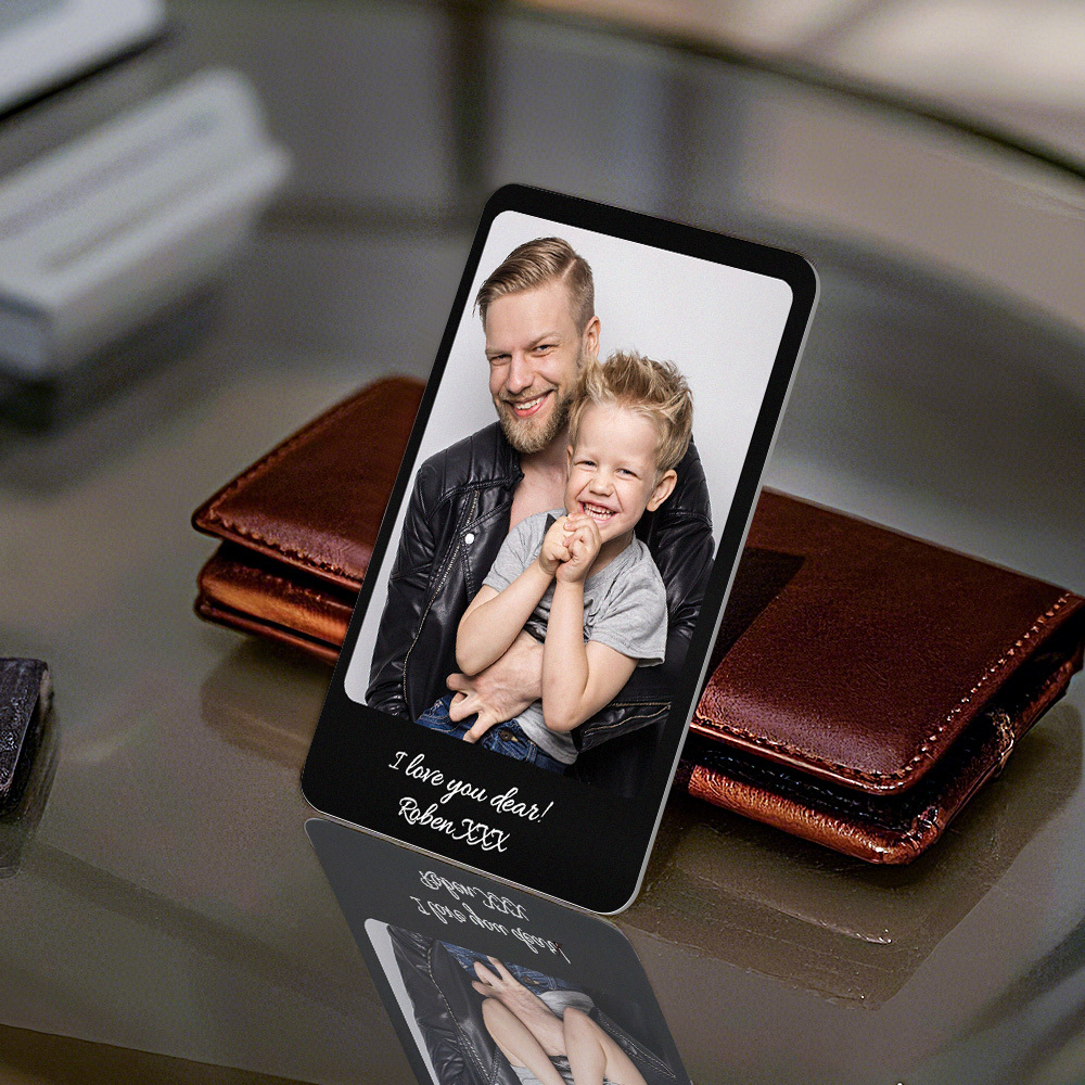 Custom Metal Wallet Card Personalized Aluminum Photo Wallet Card Father's Day Gifts - MyMoonLampAu
