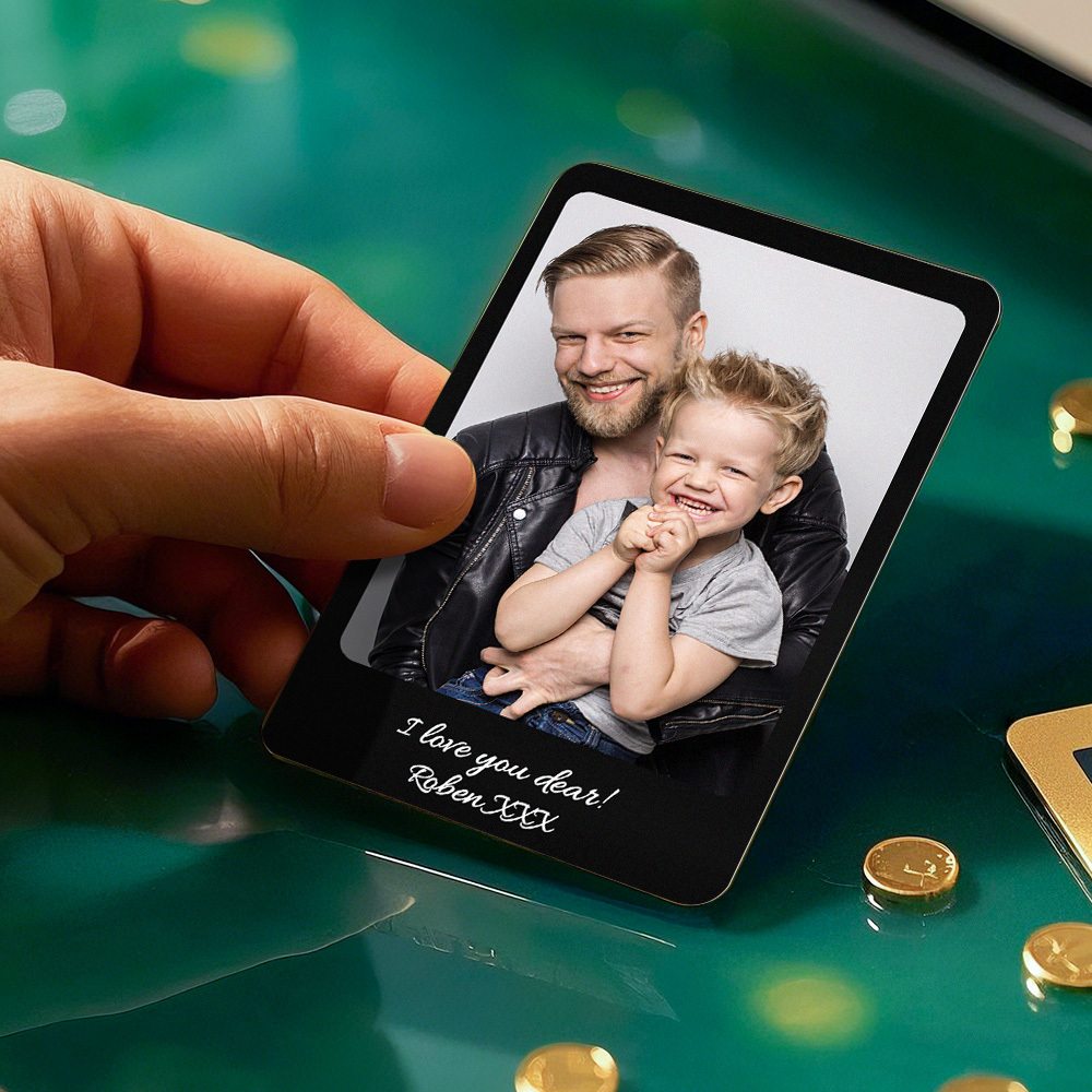 Custom Metal Wallet Card Personalized Aluminum Photo Wallet Card Father's Day Gifts - MyMoonLampAu