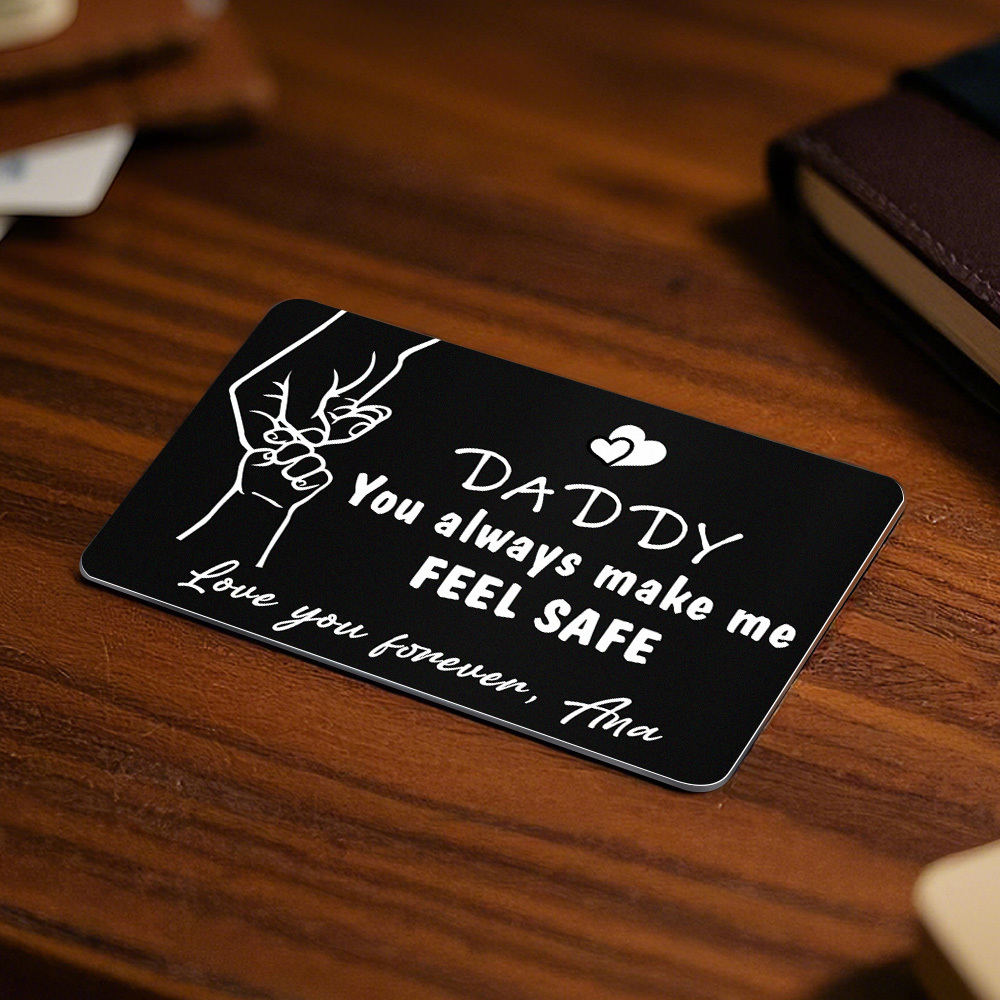 Father's Day Gift Custom Metal Wallet Card Personalized Aluminum Photo Wallet Card Gifts For Dad-DADDY You always make me FEEL SAFE - MyMoonLampAu