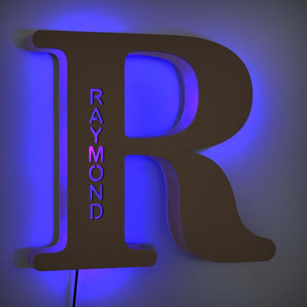 Custom Up Letter H Name Sign Alphabet Wall Wooden Name Light Night Light