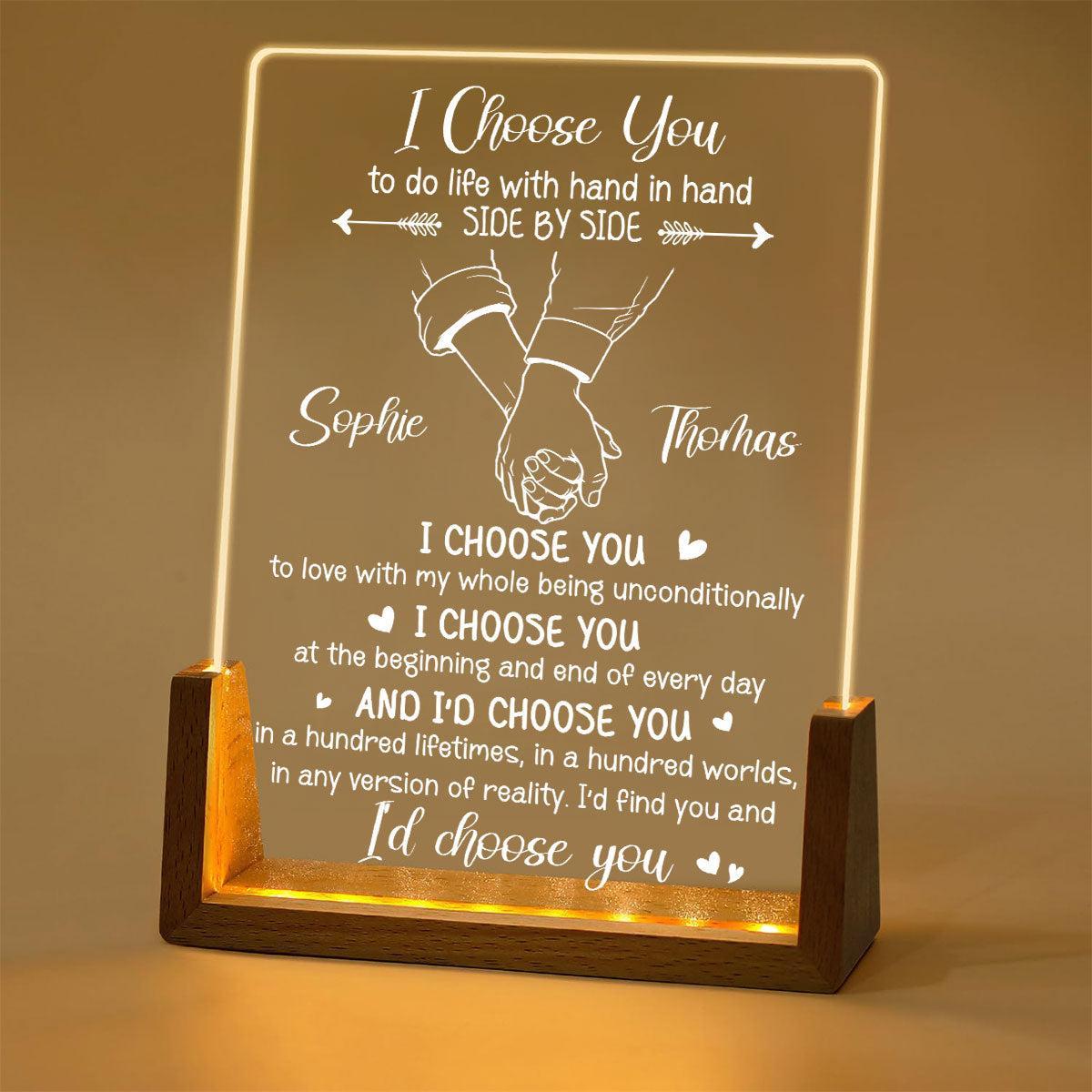 I Choose You Personalized Night Light, Custom Photo Acrylic LED Lamp, Romantic Couple Gift for Anniversary, Birthday & Valentine's Day - MyMoonLampAu