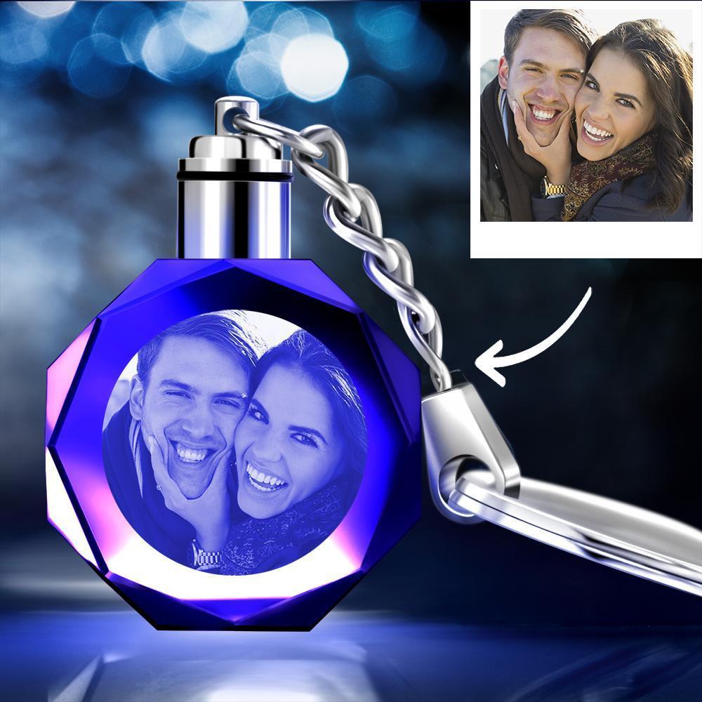 Custom Crystal Couple Photo Round Key Chain