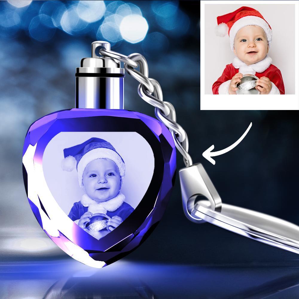 Gifts Custom Crystal Heart Shape Photo Keychain