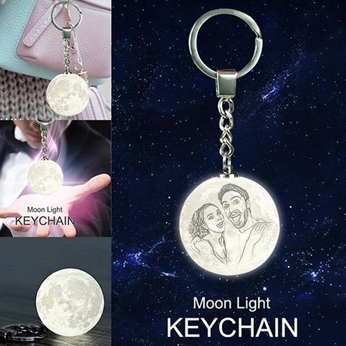 Custom Color Photo Keychain 3D Printed Moon Lamp For Couple