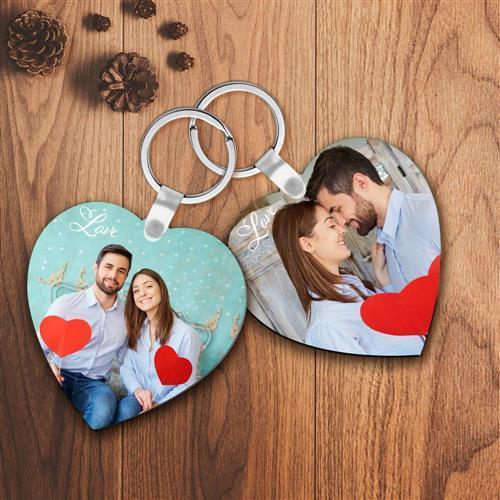 Heart Shaped Custom Photo Keychain For Couple