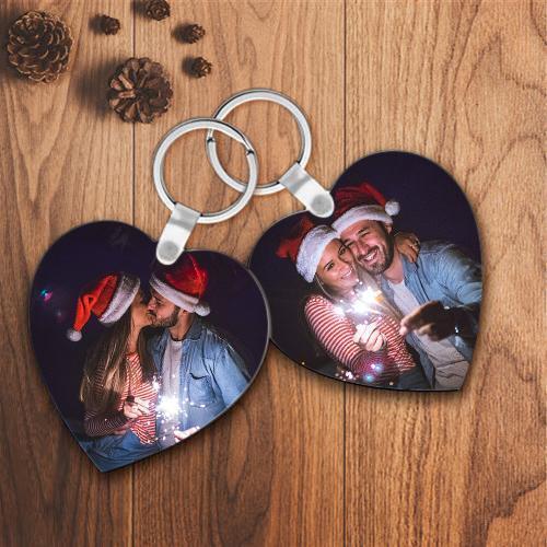 Xmas Gift Heart Shaped Custom Photo Keyring