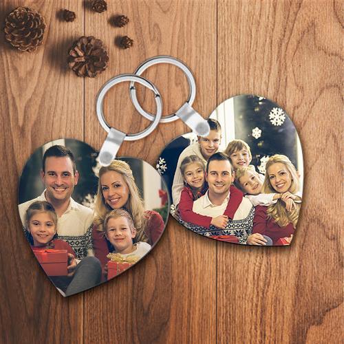 Xmas Gift Heart Shaped Custom Photo Keyring