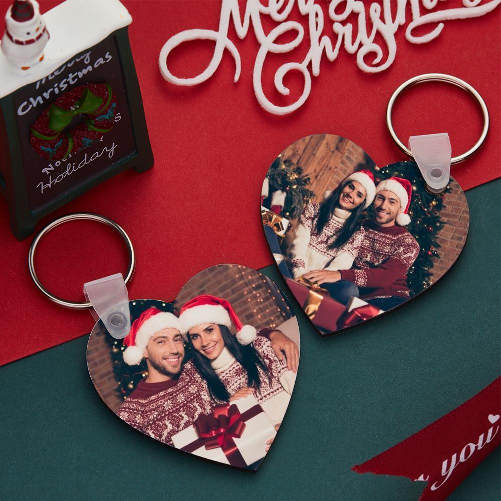 Xmas Gift Heart Shaped Custom Photo Keyring