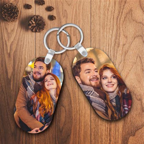 Personalized Oval Shape Customized Photo Keyring