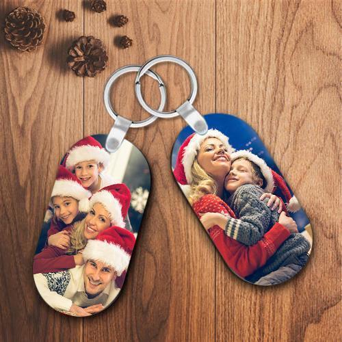 Xmas Gift Personalized Oval Shape Customized Photo Keyring