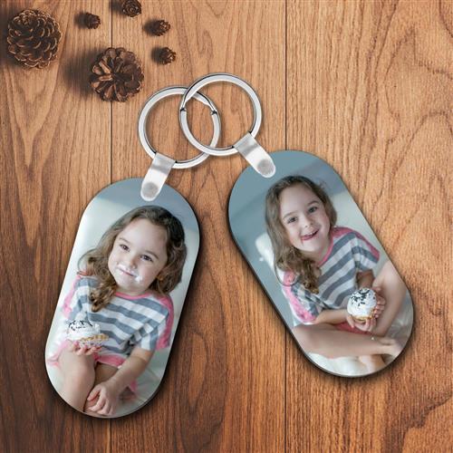 Personalised Oval Shape Customized Photo Keychain For Baby