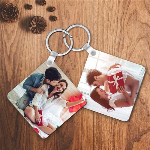 Personalised Keychain Custom Photo Square Keychain For Couple