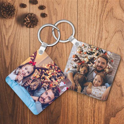 Xmas Gift Personalized Keyring Custom Photo Square Keyring