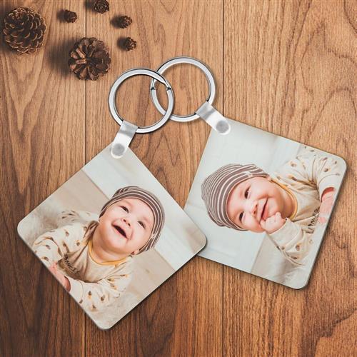 Personalised Keychain Custom Photo Square Keychain For Baby