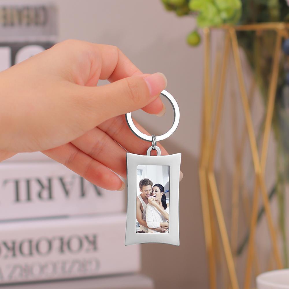 Rectangle Photo Keyring Personalized Gift Alloy