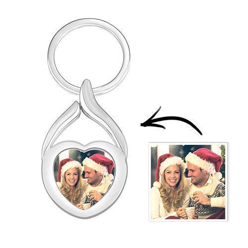 Customized Heart-Shaped Photo Keyring Personalized Gift Alloy