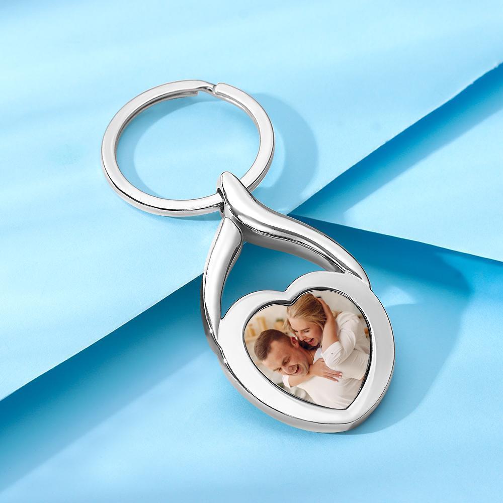 Customized Heart-Shaped Photo Keyring Personalized Gift Alloy