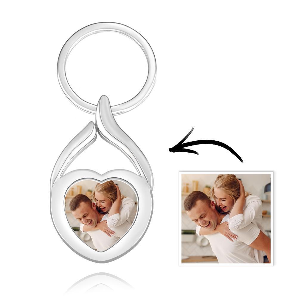 Customized Heart-Shaped Photo Keyring Personalized Gift Alloy