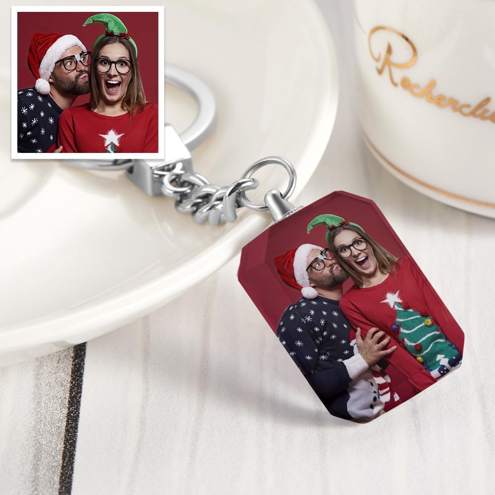 Gift for Him Custom Photo Keyring Crystal Rectangle