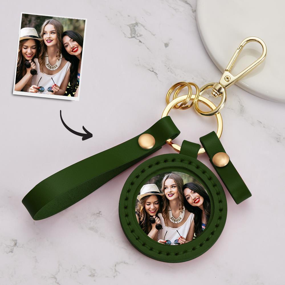 Custom Photo Keychain Personalized Multicolor Photo Leather Keyring Gifts for Family