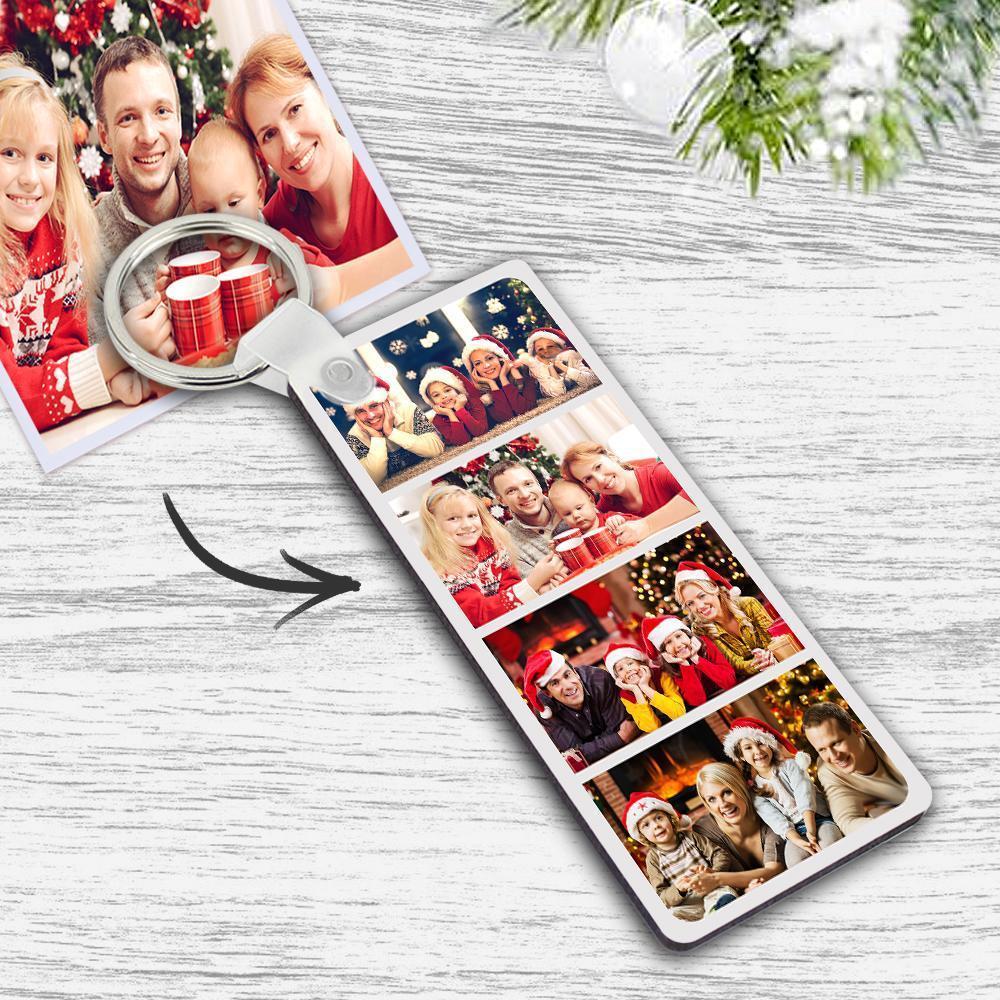 Custom photo Keyring With Four Photos And Text On The Back Personalised Picture Keyring