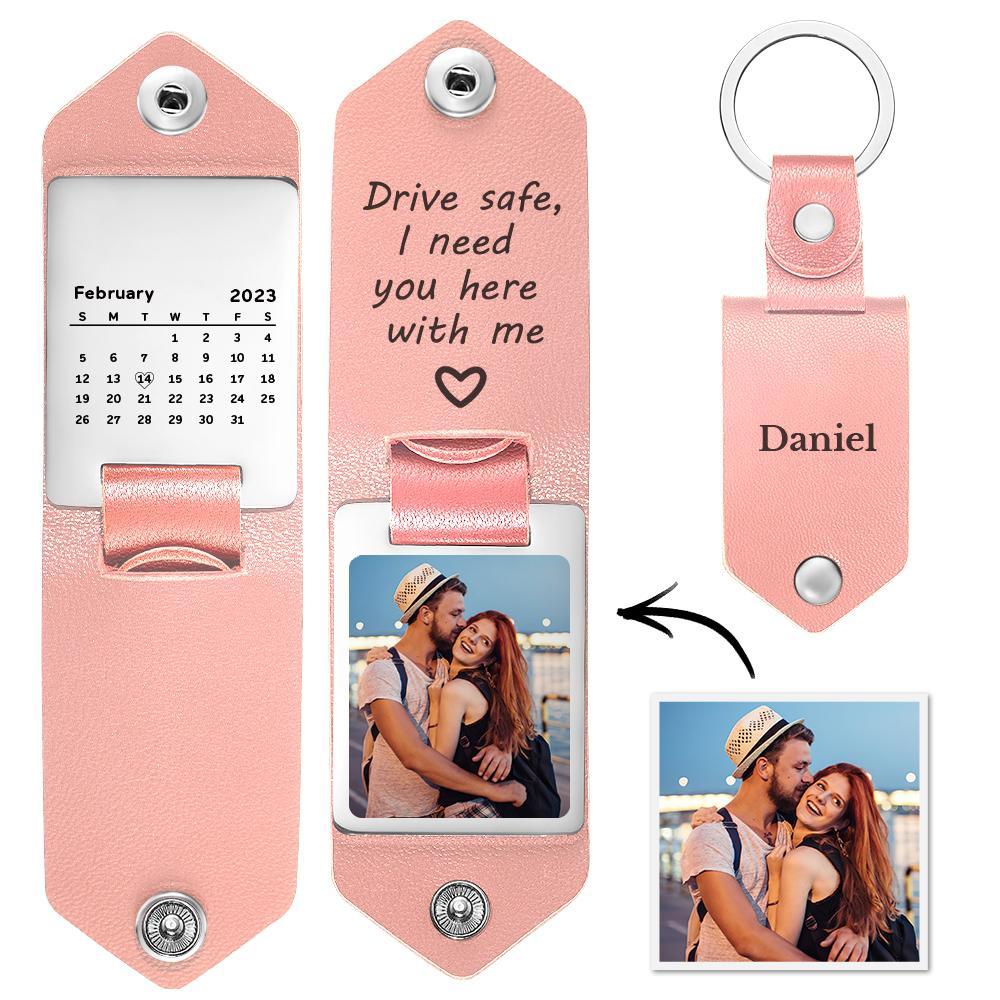 Drive Safe Keychain Gifts for Lover Calendar Keychain Photo Gifts - mymoonlampau