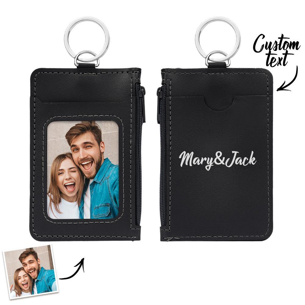 Custom Photo Engraved Keychain Leather Card Holder Creative Gifts - mymoonlampau