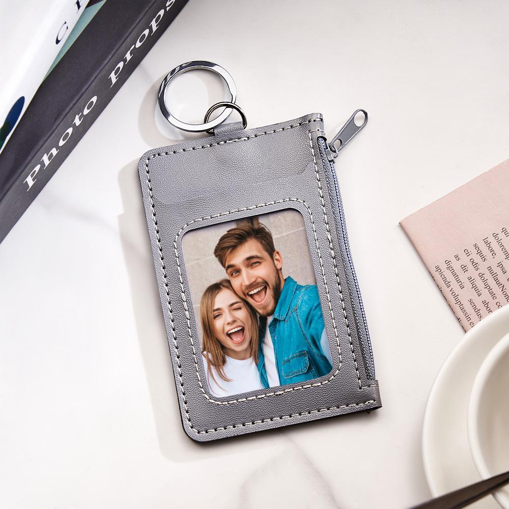 Custom Photo Engraved Keychain Leather Card Holder Creative Gifts - mymoonlampau