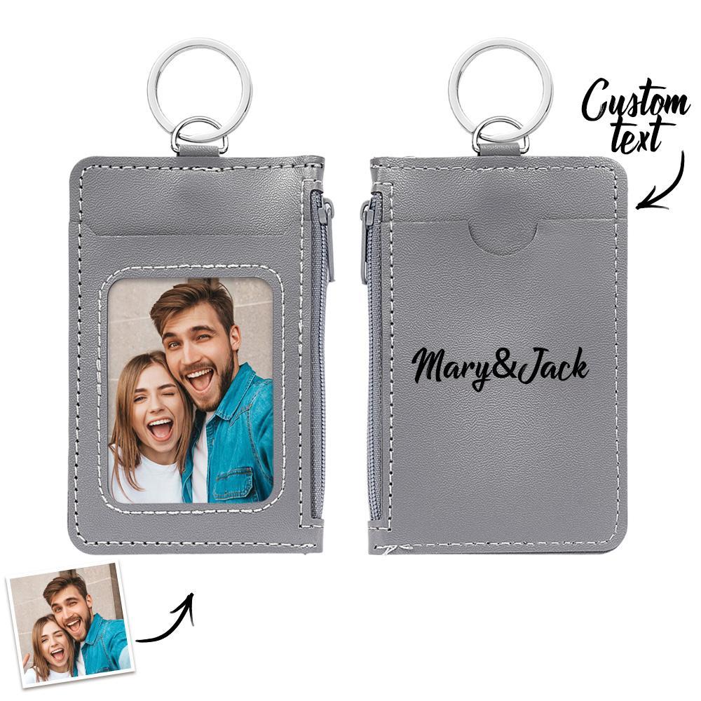 Custom Photo Engraved Keychain Leather Card Holder Creative Gifts - mymoonlampau