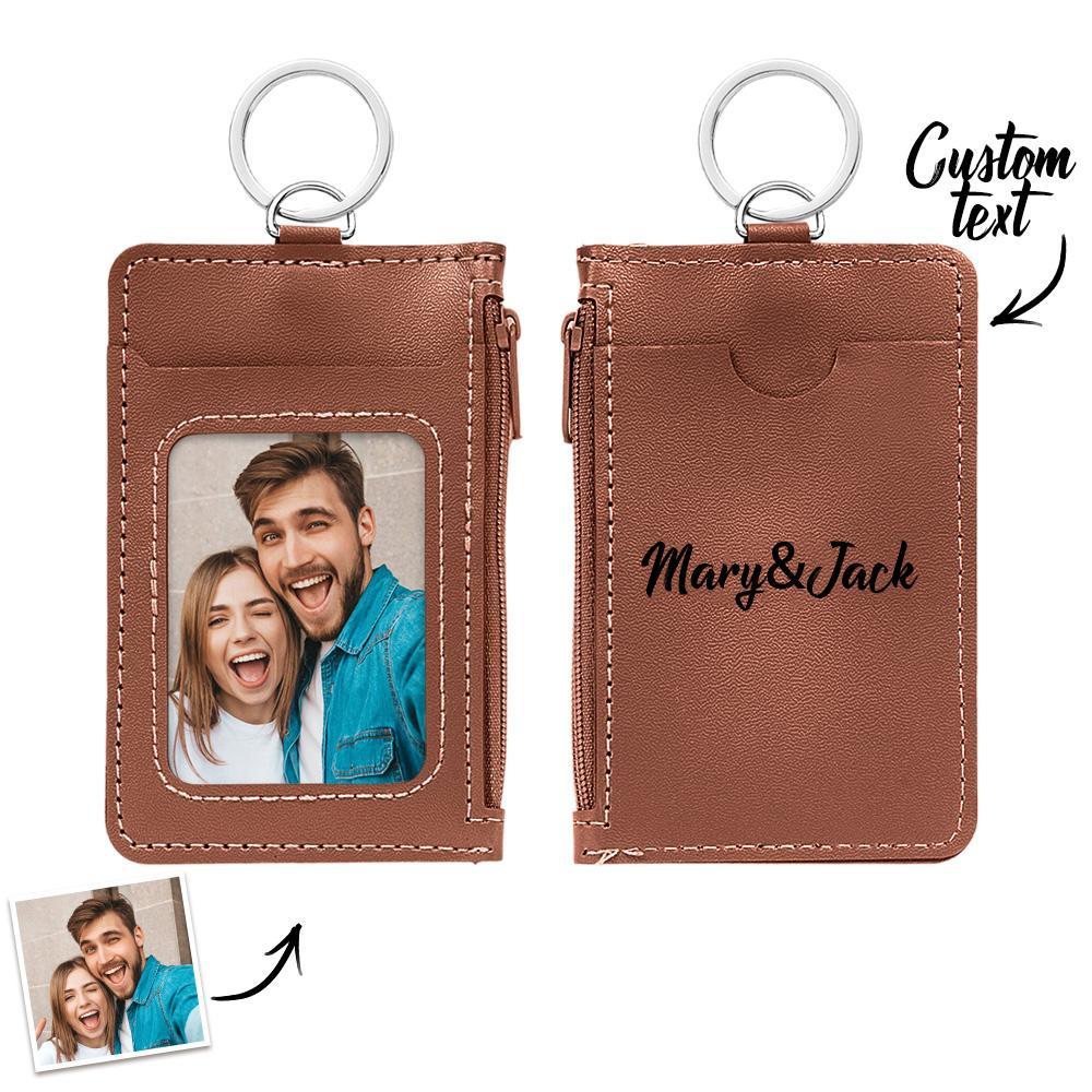 Custom Photo Engraved Keychain Leather Card Holder Creative Gifts - mymoonlampau