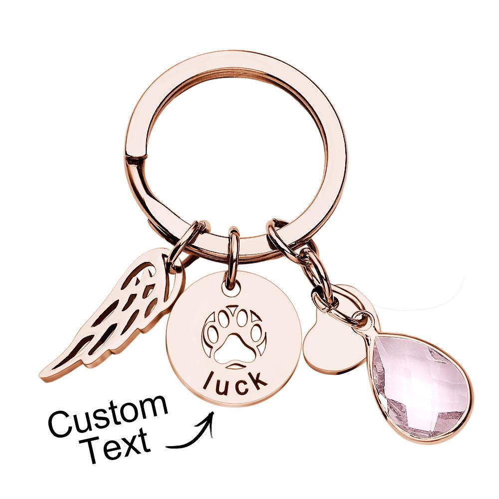 Custom Engraved Birthstone Keychain Memorial Gift for Pet Lover - mymoonlampau