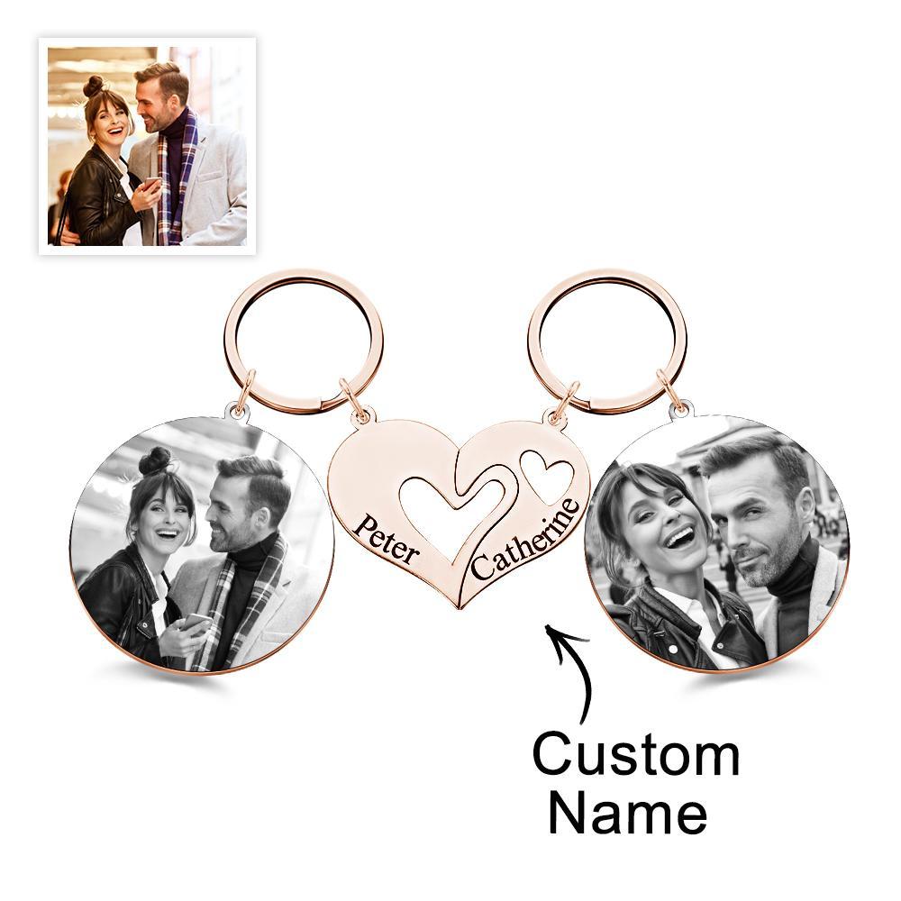 Engravable Keychain Set Custom Photo The Love Between Theme Gifts For Couples - mymoonlampau
