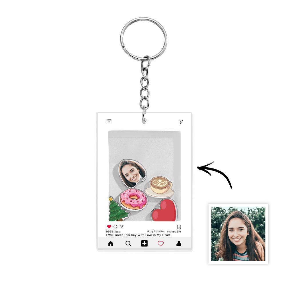 Custom Face Acrylic Keychain Personalized Text - mymoonlampau
