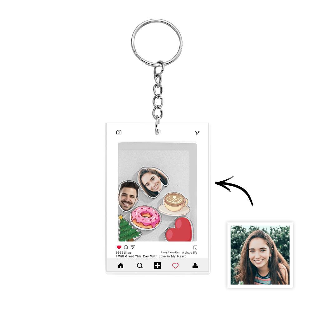 Custom Face Acrylic Keychain Personalized Text - mymoonlampau