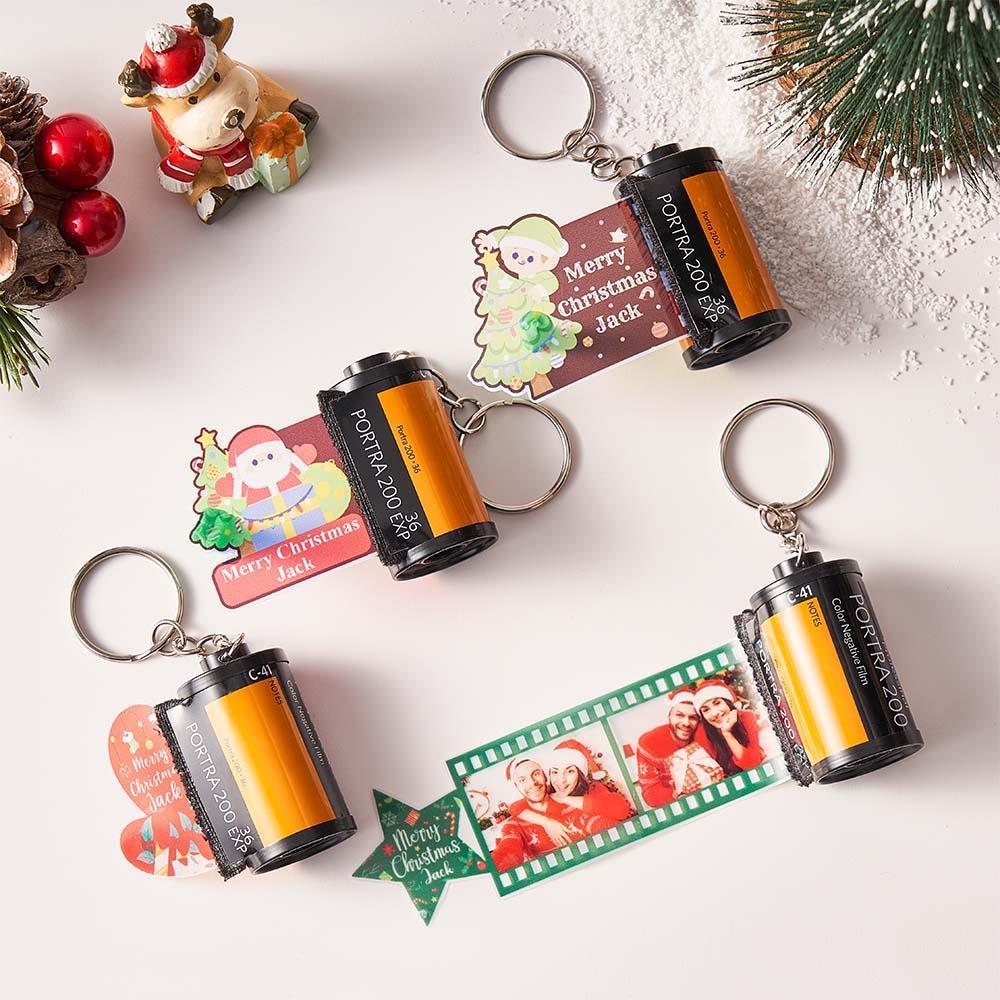 Custom Photo Film Roll Keychain with Pictures Camera Keychain Christmas Day Gift - mymoonlampau