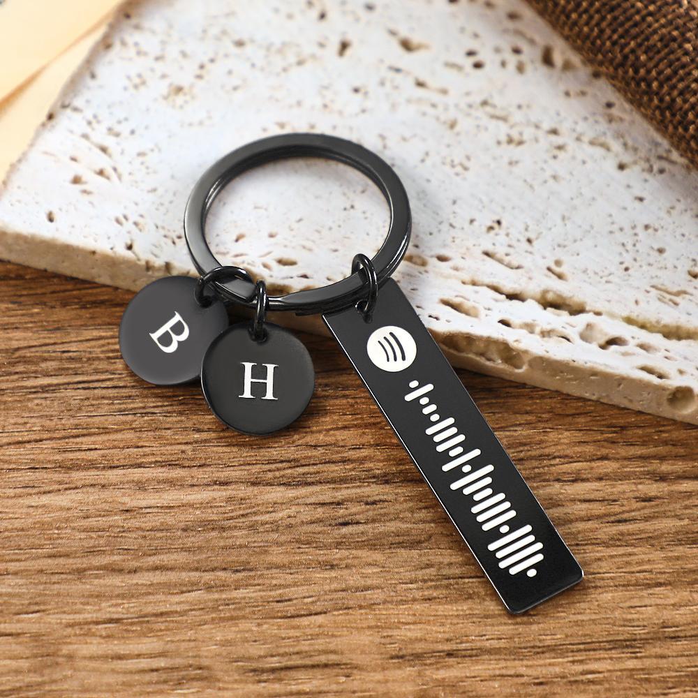 Scannable Spotify Code Keychain With Engraved Circle Pendant Custom Music Song Keychain Gift - mymoonlampau
