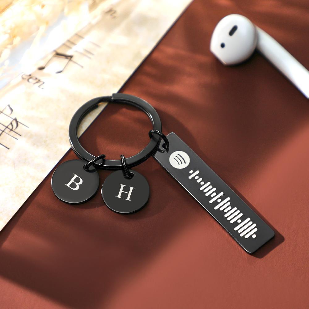 Scannable Spotify Code Keychain With Engraved Circle Pendant Custom Music Song Keychain Gift - mymoonlampau