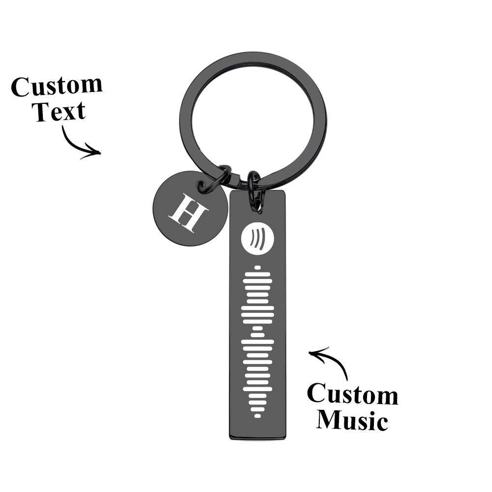 Scannable Spotify Code Keychain With Engraved Circle Pendant Custom Music Song Keychain Gift - mymoonlampau