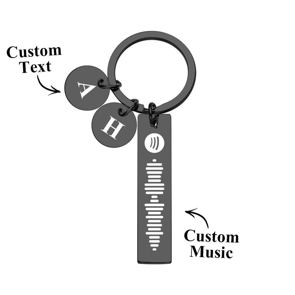 Scannable Spotify Code Keychain With Engraved Circle Pendant Custom Music Song Keychain Gift - mymoonlampau