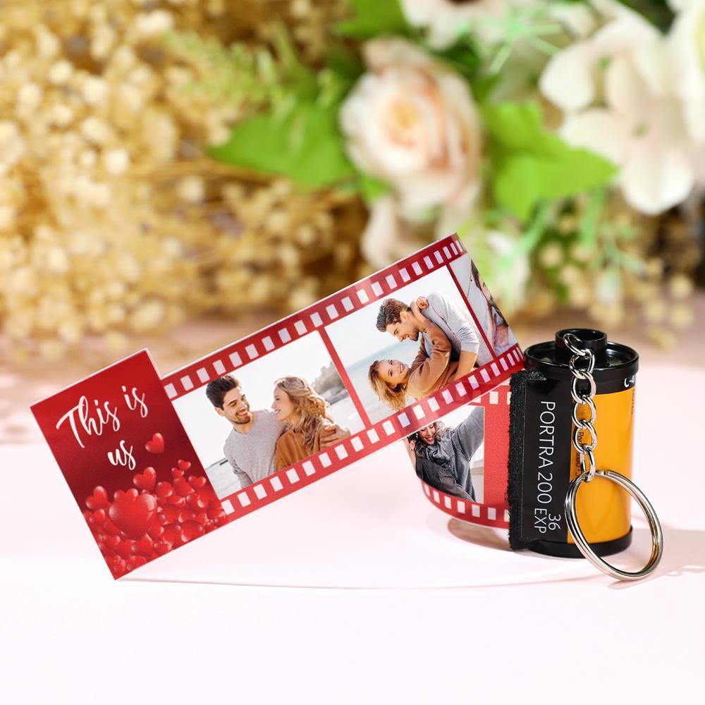 Custom Photo Film Roll Keychain This Is Us Theme Love Heart Camera Keychain Valentine's Day Gift - mymoonlampau