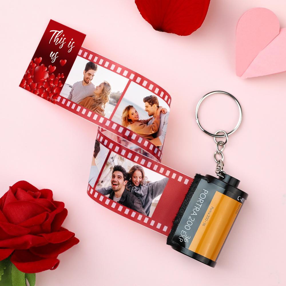Custom Photo Film Roll Keychain This Is Us Theme Love Heart Camera Keychain Valentine's Day Gift - mymoonlampau