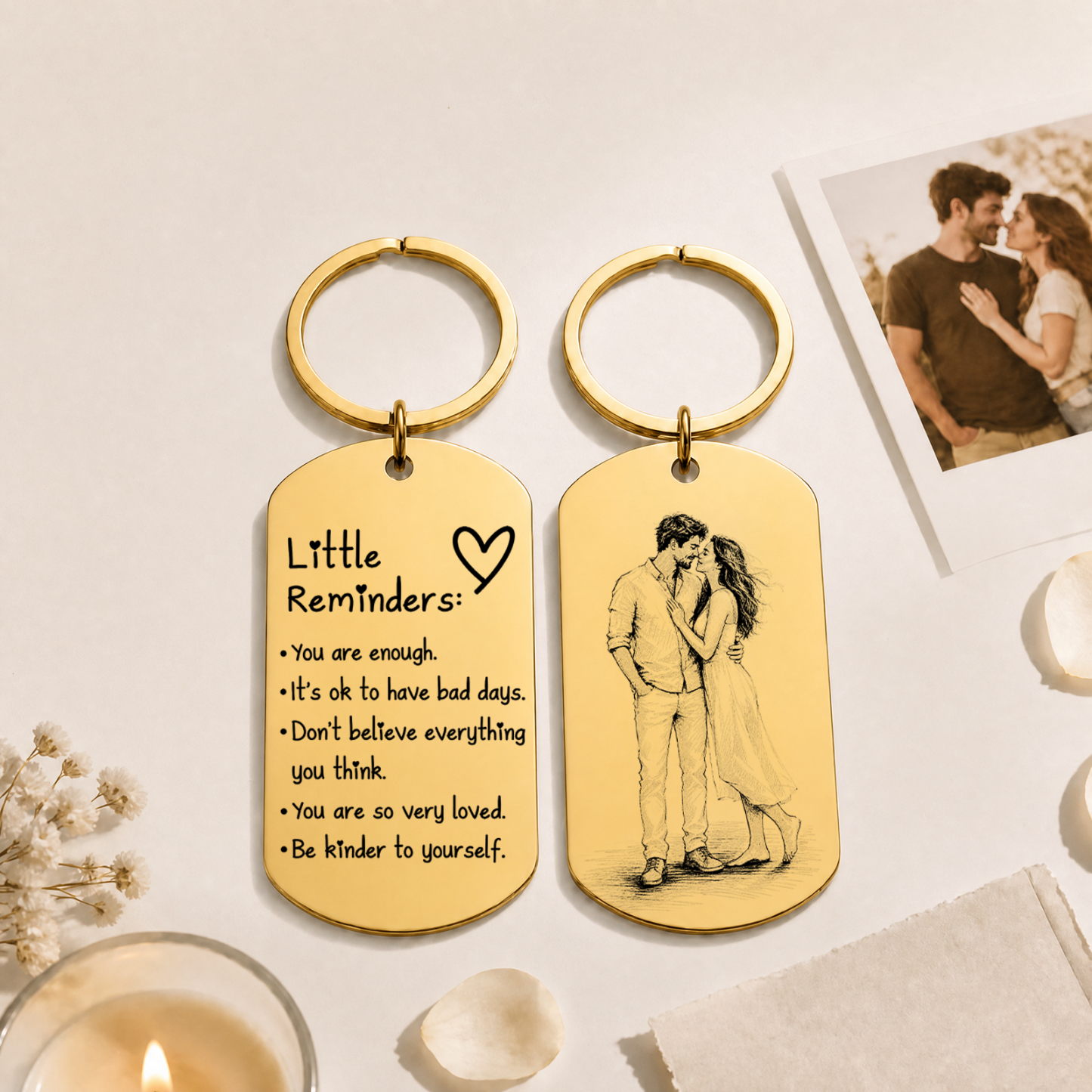Inspirational Little Reminders Keychain Standard Inspirational Little Reminders Keychain Stainless Steel Dog Tag Gifts for Friends Christmas Gift - MyMoonLampAu