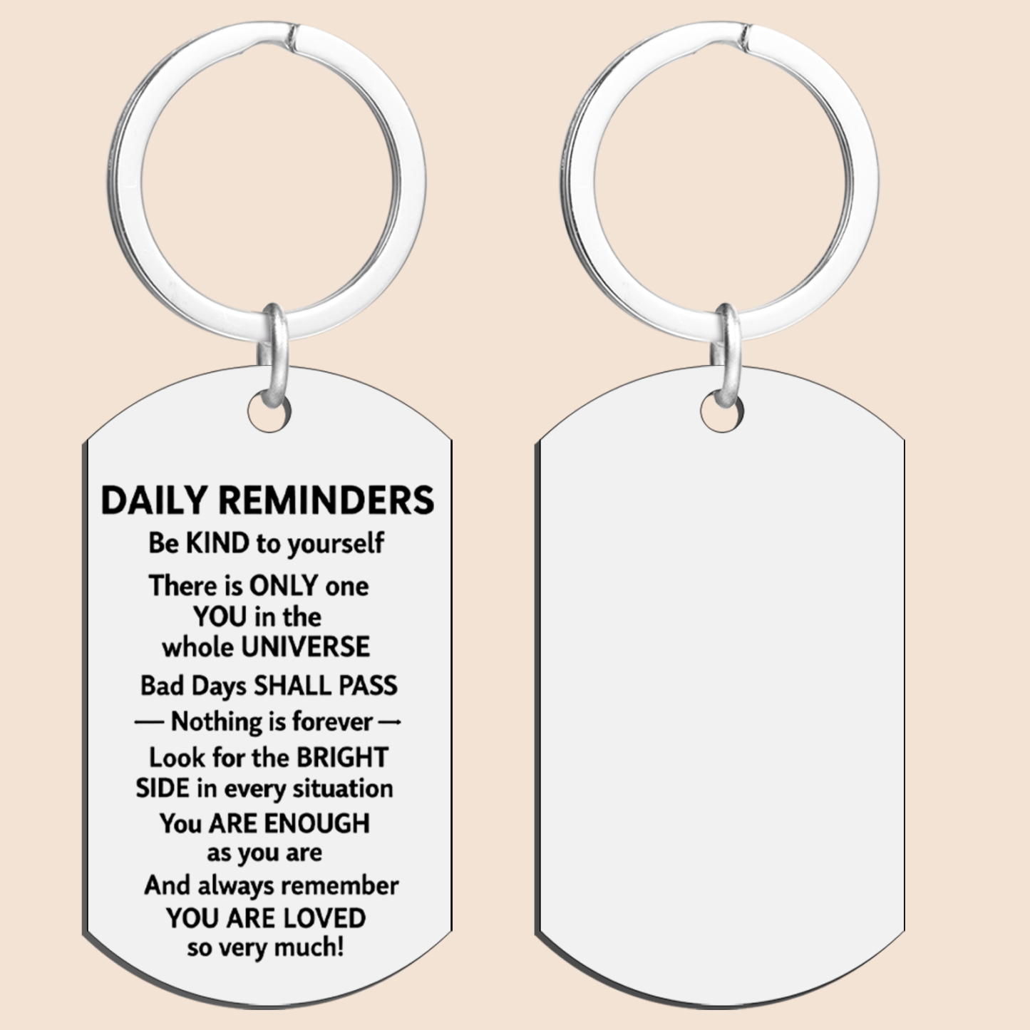 Daily Reminders Engraved Keyring, Motivational Quote Keychain, Inspirational Affirmation Gift, Stainless Steel Keyring Present - MyMoonLampAu