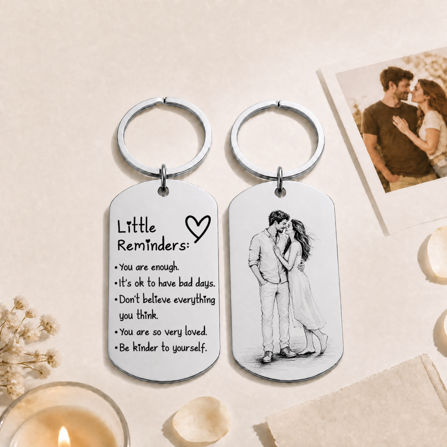 Inspirational Little Reminders Keychain Standard Inspirational Little Reminders Keychain Stainless Steel Dog Tag Gifts for Friends Christmas Gift - MyMoonLampAu