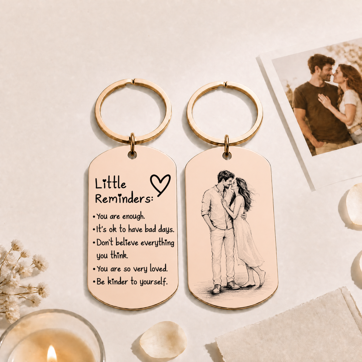 Inspirational Little Reminders Keychain Standard Inspirational Little Reminders Keychain Stainless Steel Dog Tag Gifts for Friends Christmas Gift - MyMoonLampAu