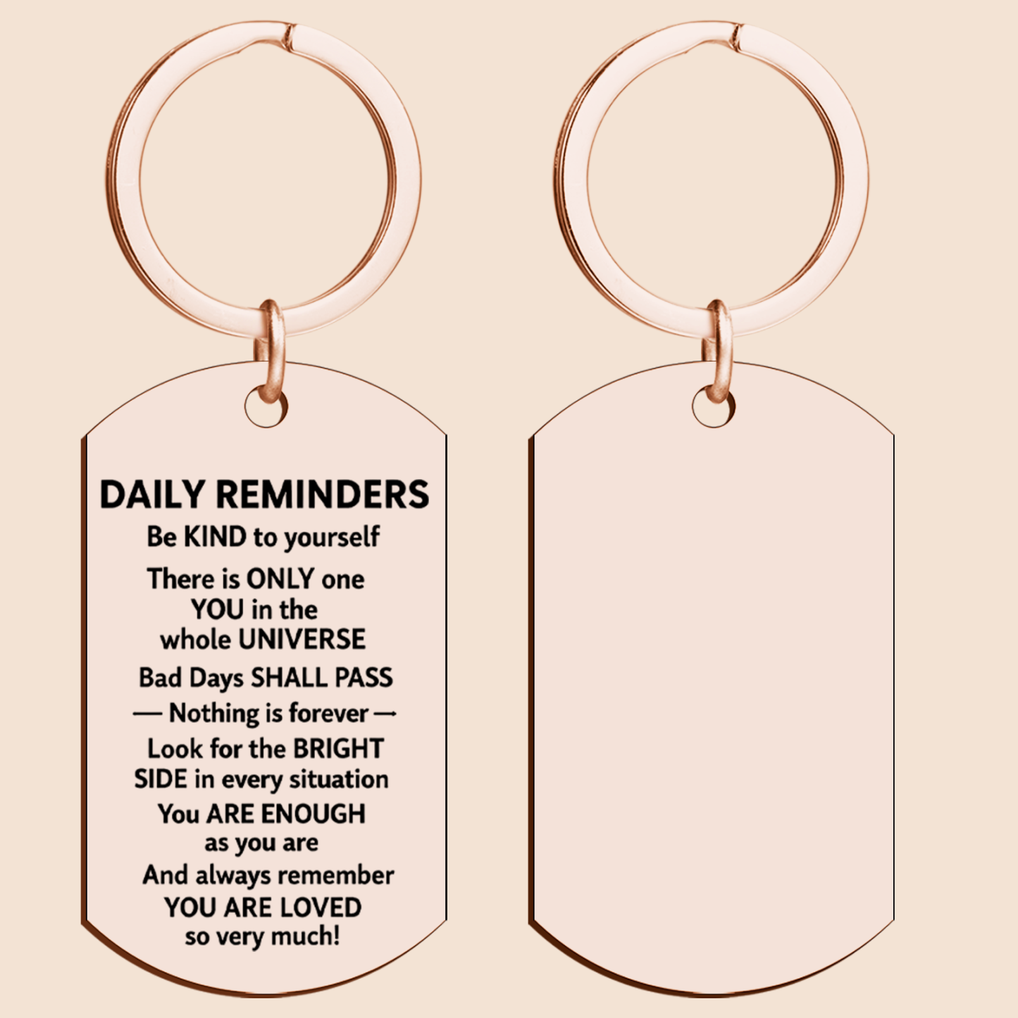 Daily Reminders Engraved Keyring, Motivational Quote Keychain, Inspirational Affirmation Gift, Stainless Steel Keyring Present - MyMoonLampAu