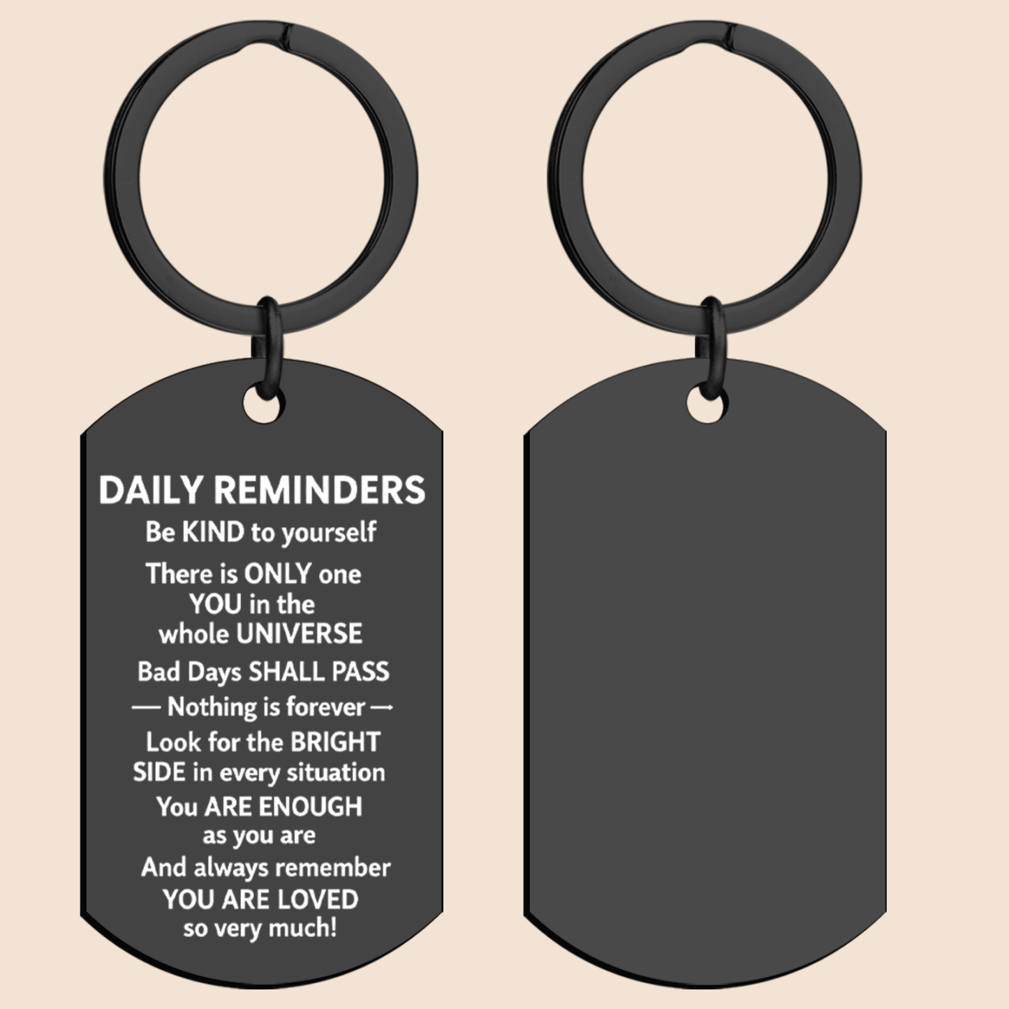 Daily Reminders Engraved Keyring, Motivational Quote Keychain, Inspirational Affirmation Gift, Stainless Steel Keyring Present - MyMoonLampAu